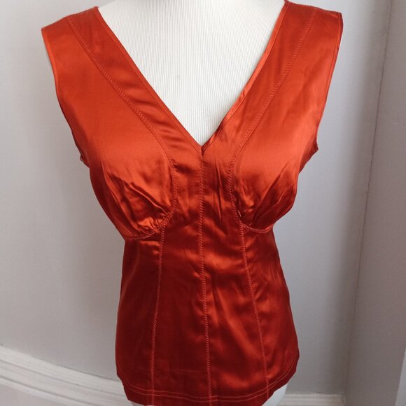 EXPRESS SILK ORANGE SLEEVELESS TOP 10 NWT - Picture 1 of 11